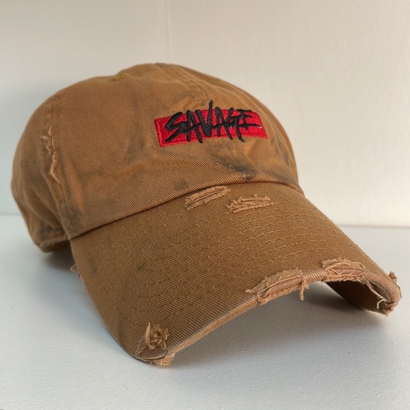 KBETHOS Destroyed Vintage SAVAGE Tan Dad Cap - Picture 11 of 11